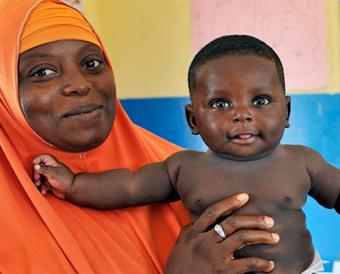 Nigerian mother holding baby