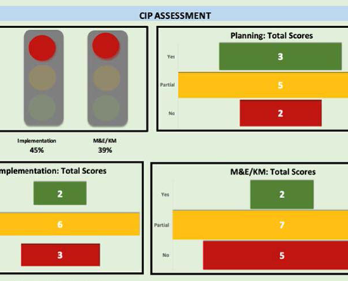 Screenshot of the dashboard providing a graphical overview of the assessment