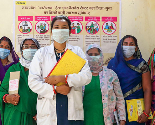 Six female primary health care workers in India