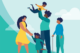 Graphic image showing a family of five