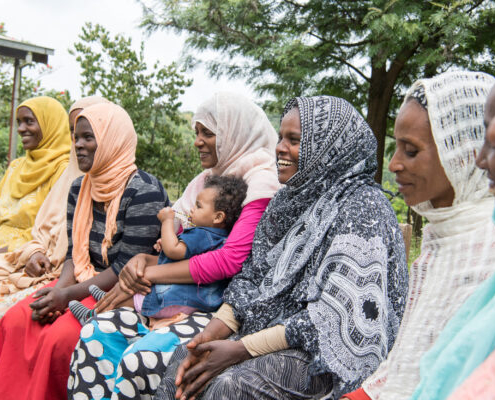 Several Ethiopian women participate in a group conversation on family planning