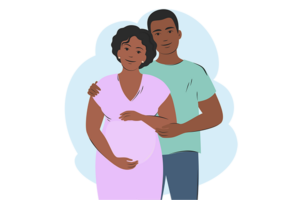 Graphic of a pregnant woman and her male partner