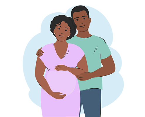 Graphic of a pregnant woman and her male partner