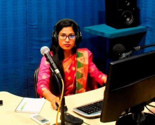 Female radio producer in Bangladesh