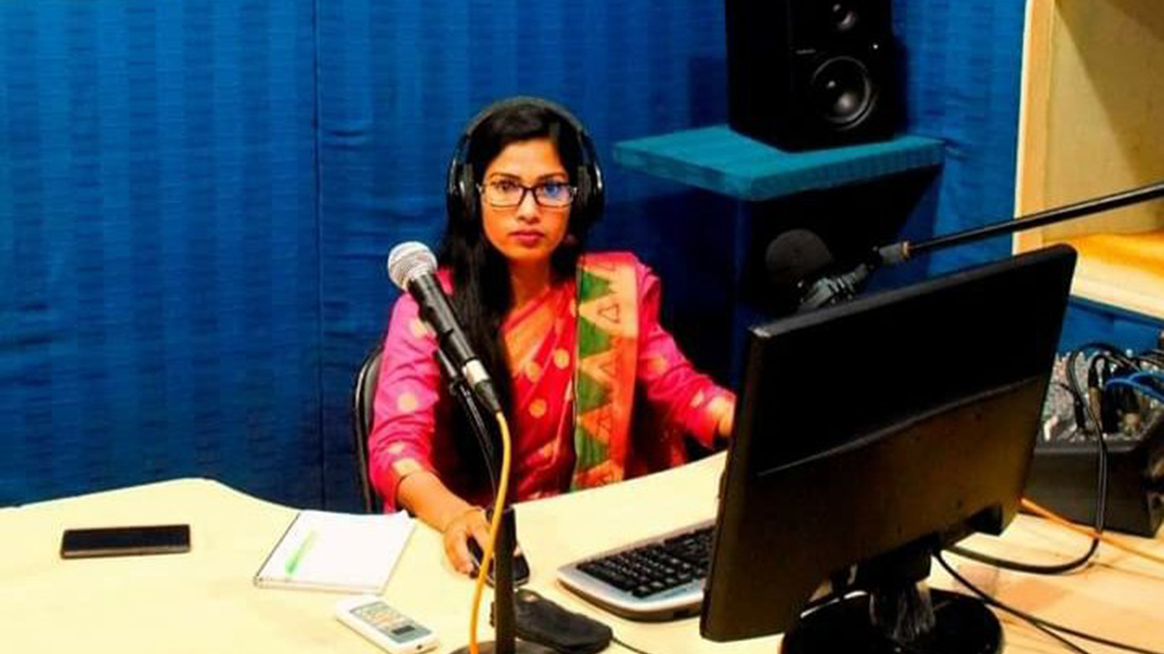 Female radio producer in Bangladesh