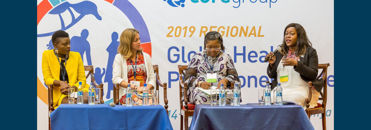 Four women speak at at the 2019 CORE Group Global Health Practitioner Conference in Kenya