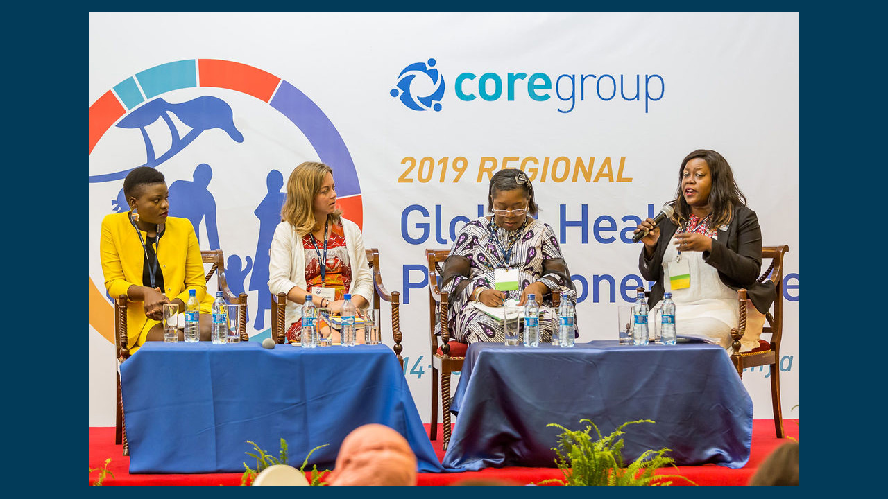 Four women speak at at the 2019 CORE Group Global Health Practitioner Conference in Kenya