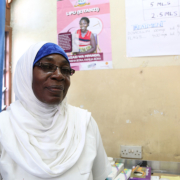 A Tanzanian midwife in a health care clinic