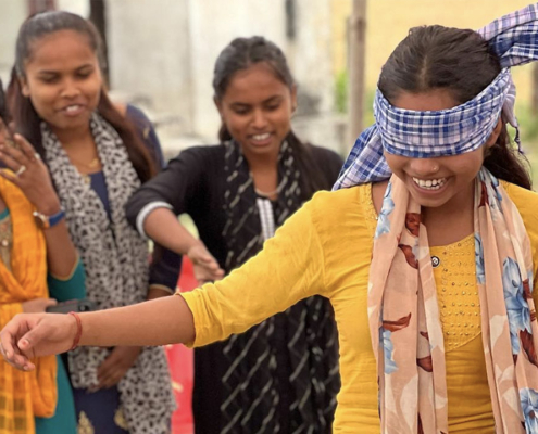 Adolescent girls participate in a Breakthrough ACTION activity in Nepal