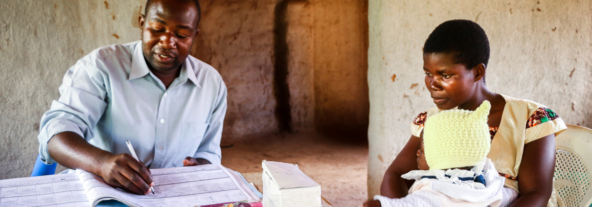 Malaria testing at a village clinic in Malawi