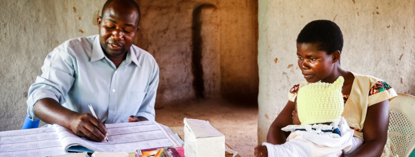 Malaria testing at a village clinic in Malawi