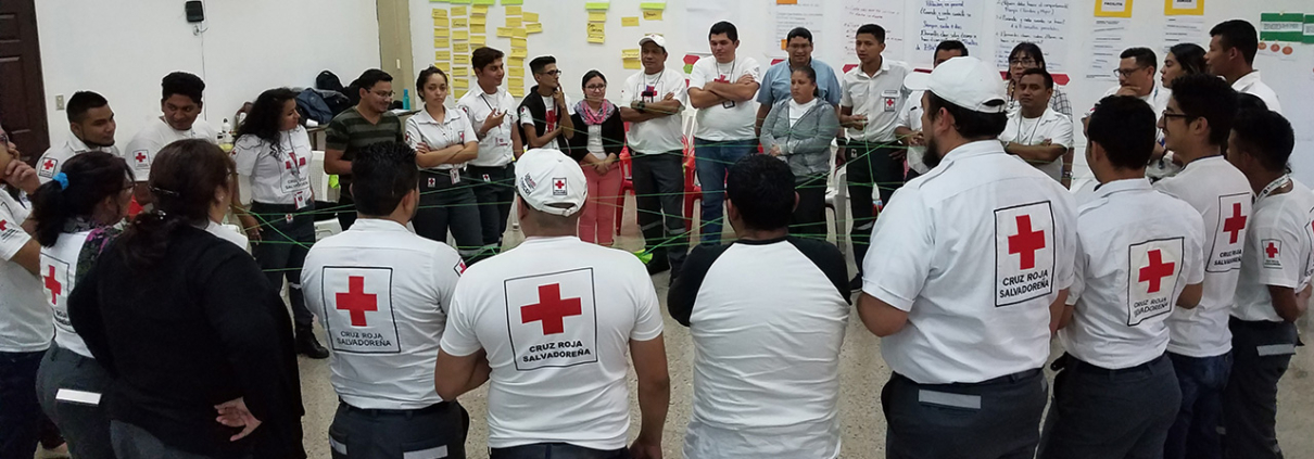 Volunteers from the Red Cross in El Salvador engage in participatory trainings to strengthen their interpersonal communication skills