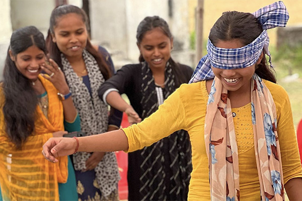 Adolescent girls participate in a Breakthrough ACTION activity in Nepal