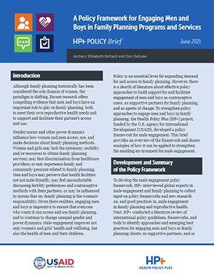 "A Policy Framework for Engaging Men and Boys in Family Planning Programs and Services"