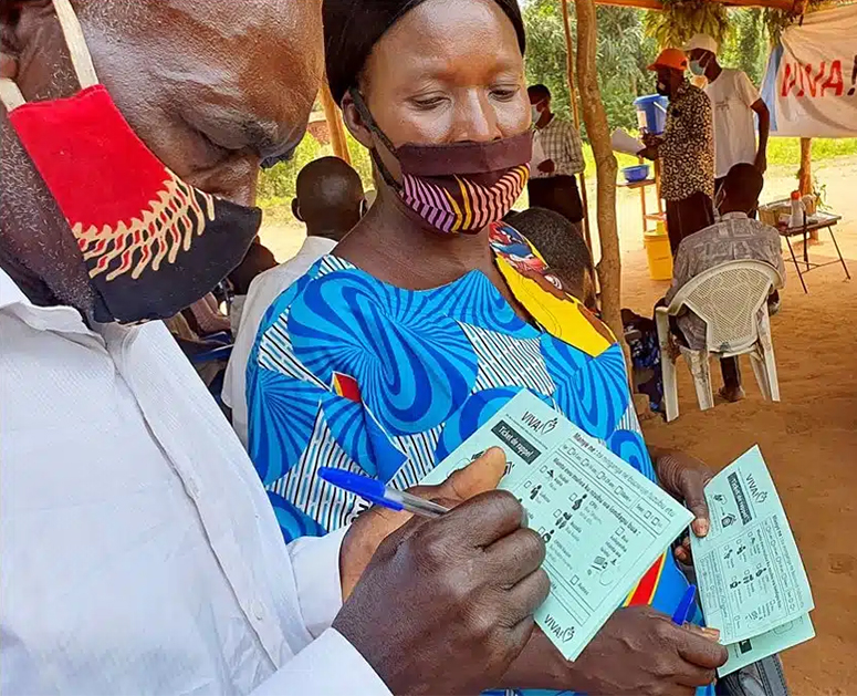 A couple working on an activity in the DRC