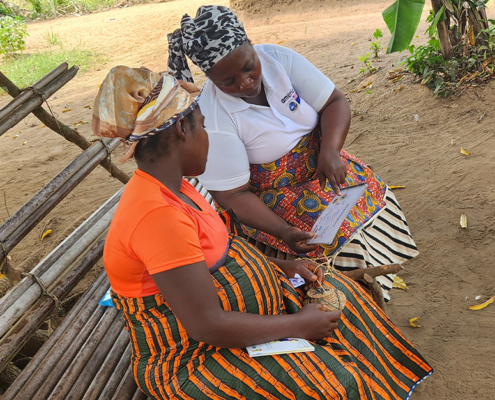 Two women talking in Liberia