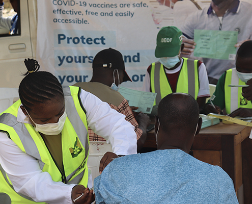 Man receiving the COVID-19 vaccine in Nigeria