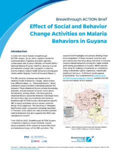 Effect of Social and Behavior Change Activities on Malaria Behaviors in Guyana