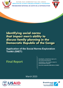 Identifying Social Norms that Impact Men’s Ability to Discuss Family Planning in the DRC: Application of the SNET