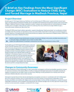 A Brief on Key Findings from the MSC Evaluation to Reduce CEFM in Madhesh Province, Nepal