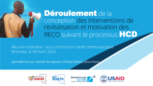 Déroulement de la conception des interventions de revitalisation et motivation des RECO suivant le processus HCD